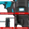 A collage of four close-up images showcasing different features of a cordless hammer drill. Voir les images du produit