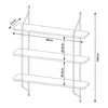 A diagram showing the dimensions of a white wall shelf. Podgląd zdjęcia produktu