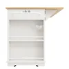 A white kitchen cart with a wooden countertop and a pull-out extension. Produktbild-Vorschau