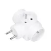 A white electrical adapter with three sockets and two plugs. Anteprima dell’immagine prodotto