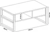 A line drawing diagram of a rectangular coffee table with dimensions indicated. Voir les images du produit