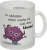 Freches Monster in pink Glas Tasse mit lustigem Spruch Produktbild-Vorschau 1