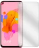 A clear screen protector is shown placed over a smartphone screen. Náhled obrázku produktu