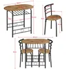 Diagrams showing the dimensions of a dining set with a table and chairs. Produktbild-Vorschau