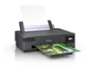 A dark gray Epson printer is shown from a slight angle, printing a colorful landscape photo. A blank sheet of paper is in the paper feeder. Anteprima dell’immagine prodotto
