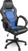 A black and blue racing-style office chair is shown against a white background. Voir les images du produit