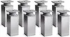 A set of eight identical silver-colored furniture legs with adjustable height mechanisms. Produktbild-Vorschau