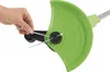 A hand is shown attaching zip ties to a green string trimmer guard. Produktbild-Vorschau