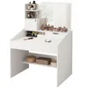 A white vanity table with a mirror and various makeup products displayed on it. Produktbild-Vorschau