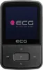 A black ECG MP3 player is shown against a black background. The screen displays the ECG logo and tagline. Produktbild-Vorschau