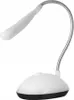 A white LED desk lamp with a flexible silver gooseneck and a white lamp head, on a black base. Produktbild-Vorschau