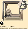 A double lounge chair with a canopy and curtains, showing adjustable backrests. Produktbild-Vorschau