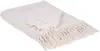A folded beige throw blanket with fringe detail, presented on a white background. Podgląd zdjęcia produktu