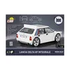 The image shows the packaging of a Cobi Lancia Delta HF Integrale model kit. The packaging features a detailed image of the assembled model, along with technical specifications and branding. Produktbild-Vorschau