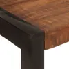 A close-up view of the corner of a wooden table with a dark metal frame. Podgląd zdjęcia produktu