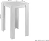 A white bar table with dimensions indicated. Produktbild-Vorschau