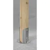 The base of a wooden post with a metal fixture attached to the ground. Produktbild-Vorschau