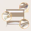 Collage of images showing different features and assembly of a baby crib/bed. Náhľad obrázku produktu