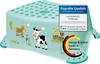A light blue step stool with farm animal illustrations. Produktbild-Vorschau