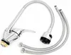 A chrome kitchen faucet with a flexible hose and two connecting hoses, displayed on a white background. Podgląd zdjęcia produktu