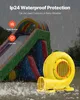 A yellow blower is placed in front of a colorful inflatable slide in the rain. Anteprima dell’immagine prodotto