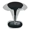 A black and gray adjustable stool with a black seat and a gray metal base, shown against a white background with ghosted outlines indicating movement. Náhľad obrázku produktu