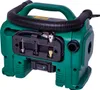 A green portable air compressor with a black hose and handle, shown against a white background. Produktbild-Vorschau