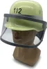 A beige helmet with a clear visor is displayed on a mannequin head against a white background. Produktbild-Vorschau