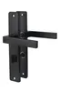 A black door handle set with a latch mechanism, shown against a white background. Produktbild-Vorschau