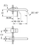Technical drawing with dimensions of a faucet. Podgląd zdjęcia produktu