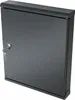 A dark gray metal key cabinet with a key in the lock is shown against a white background. Produktbild-Vorschau
