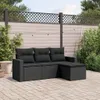 Design 4-tlg. Garten-Sofagarnitur mit Kissen Schwarz Poly Produktbild-Vorschau 1