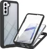 A phone case is shown in two configurations: one assembled on a phone, and another disassembled to show the two halves. Produktbild-Vorschau