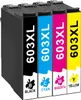 Four printer ink cartridges lined up against a white background. Produktbild-Vorschau