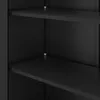 Close-up view of black shelves inside a cabinet or locker. Voir les images du produit