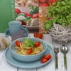 32 szt Serwis kombinowany Jasper szary niebieski kamionka 8 Podgląd zdjęcia produktu 2