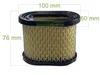 A product image of an air filter with dimensions indicated. Náhľad obrázku produktu
