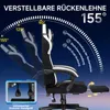 A gaming chair shown in profile with its backrest reclined to different angles, illustrating its adjustability. Text overlays highlight features. Anteprima dell’immagine prodotto