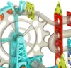 A close-up view of a magnetic building toy set, specifically a marble run with a Ferris wheel mechanism. Náhled obrázku produktu