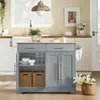 SoBuy Kücheninsel FKW129-HG mit geöffneter Schublade, sichtbarem Regal und Körben im Küchenkontext Anteprima dell’immagine prodotto