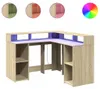 vidaXL LED stůl Sonoma dub 130x130x91 cm materiál na bázi Náhled obrázku produktu 1