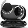 An open black charging case for wireless earbuds, with two earbuds inside. One earbud is shown in detail with its ear hook. Náhled obrázku produktu
