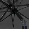 Close-up view of the internal mechanism and pole of a dark gray umbrella. Voir les images du produit