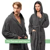 Celodoro Damen und Herren Bademantel mit Kapuze - Anthra L Produktbild-Vorschau 3
