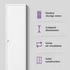 A white metal locker with feature callouts. Náhled obrázku produktu