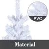 A close-up view of a white artificial Christmas tree, with a magnified inset showing the material. Voir les images du produit