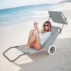 Chaise longue à roulettes avec toit Chaise longue pliante Voir les images du produit 14