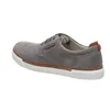 A side view of a gray men's sneaker with brown accents. Produktbild-Vorschau