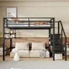 A loft bed with a sofa underneath, in a bedroom setting. Podgląd zdjęcia produktu