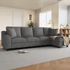 Merax L-Form Ecksofa 4 Sitzer, Chenille Sofa Mit Produktbild-Vorschau 4